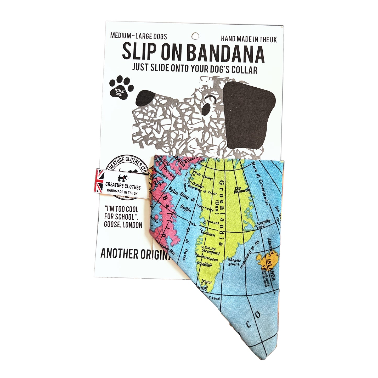 SALE - Slip on Dog Bandana in The Map