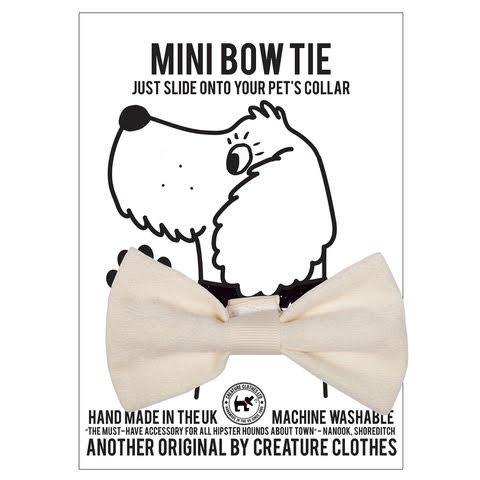 Dog Bow Tie in Cream Velvet