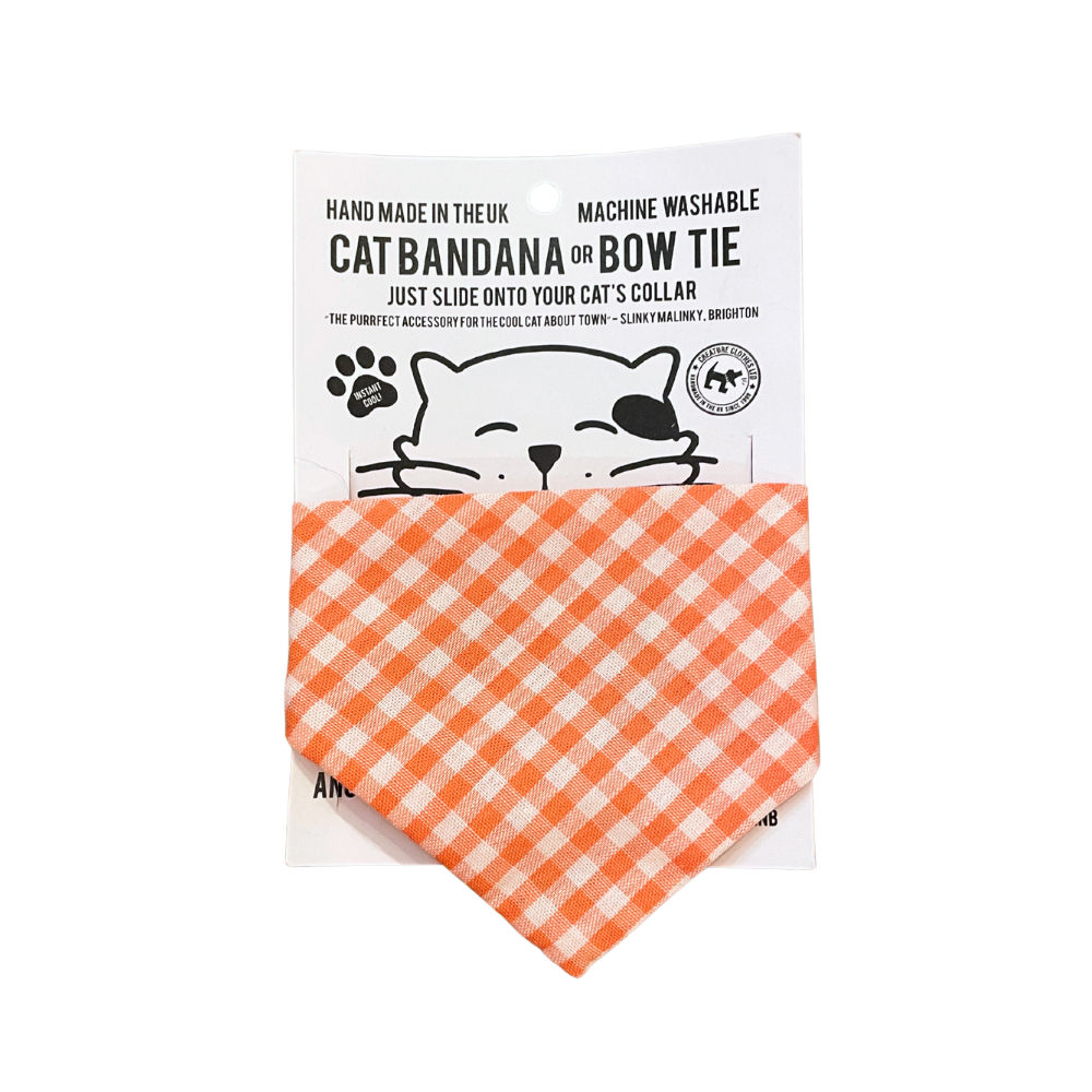 Cat Bandana in Orange Gingham