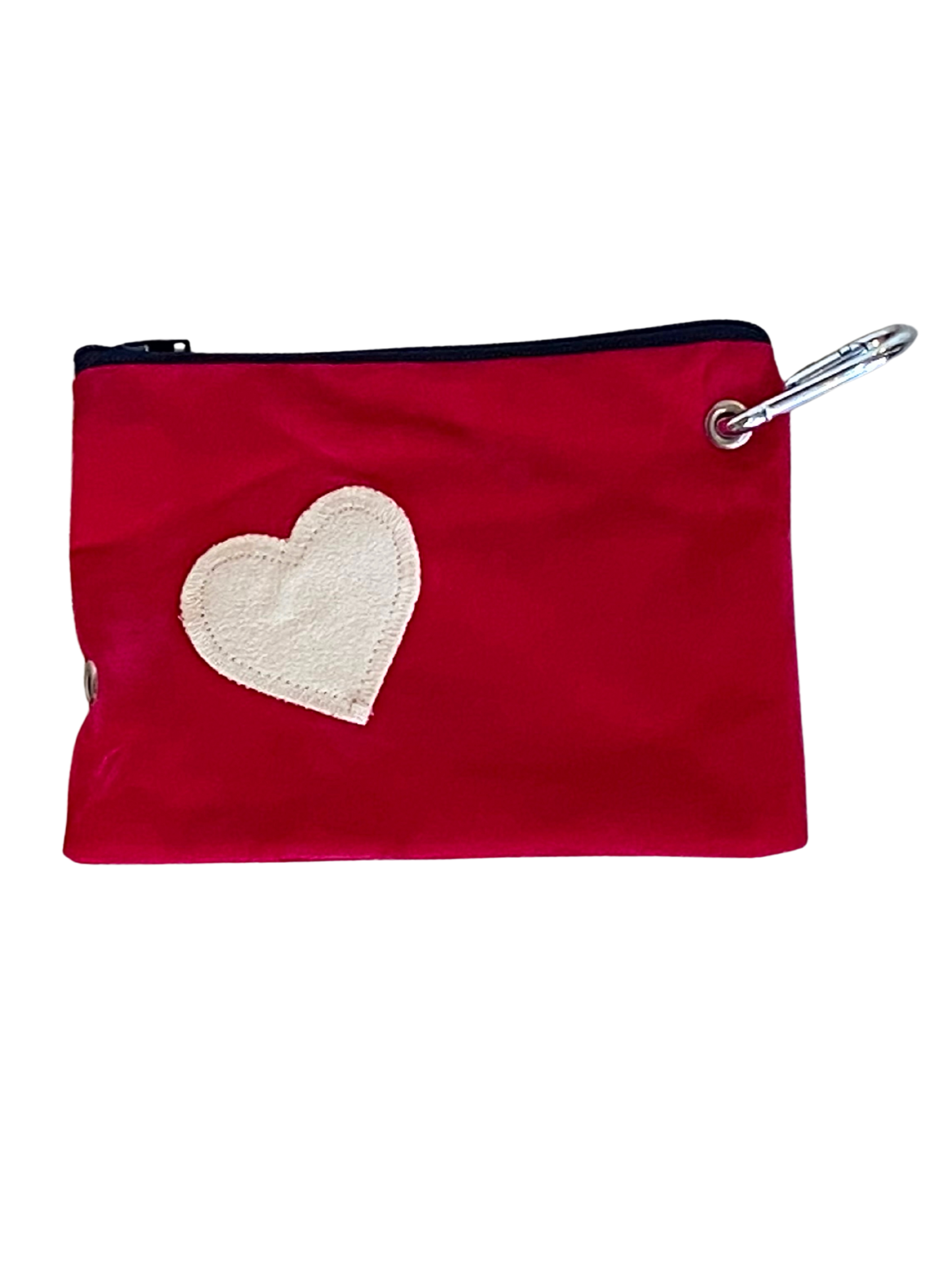 Treat and Poo Bag Pouch - Pink Faux-Suede with Cream Heart
