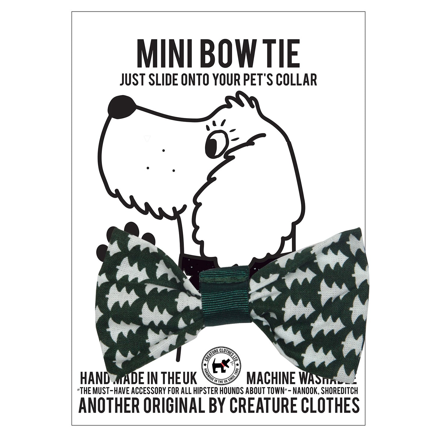 Dog Bow Tie in Green Geometric Christmas Tree design