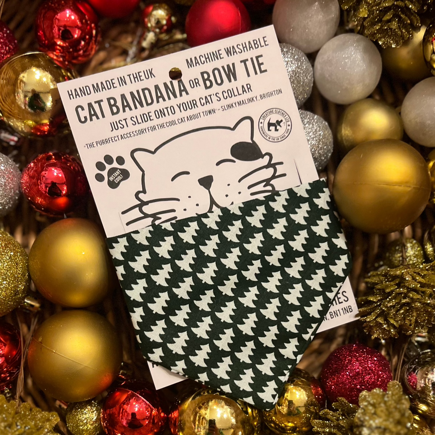 Slip on Dog & Cat Bandana - Green Geometric Tree Design