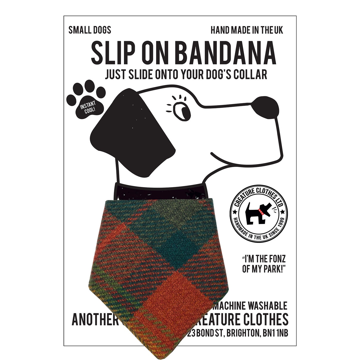 Slip on Dog Bandana in Green Tweed