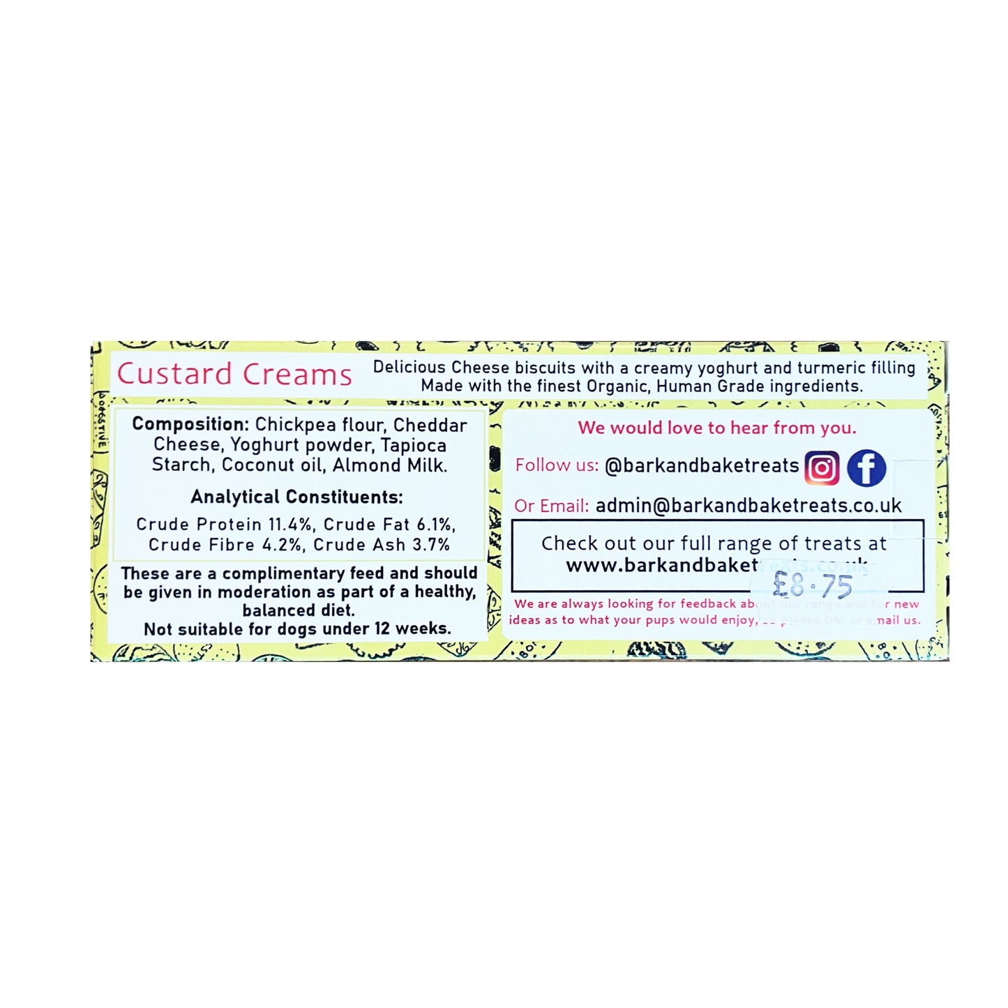 Doggy Custard Creams - Box of Cheesy Dog Biscuits