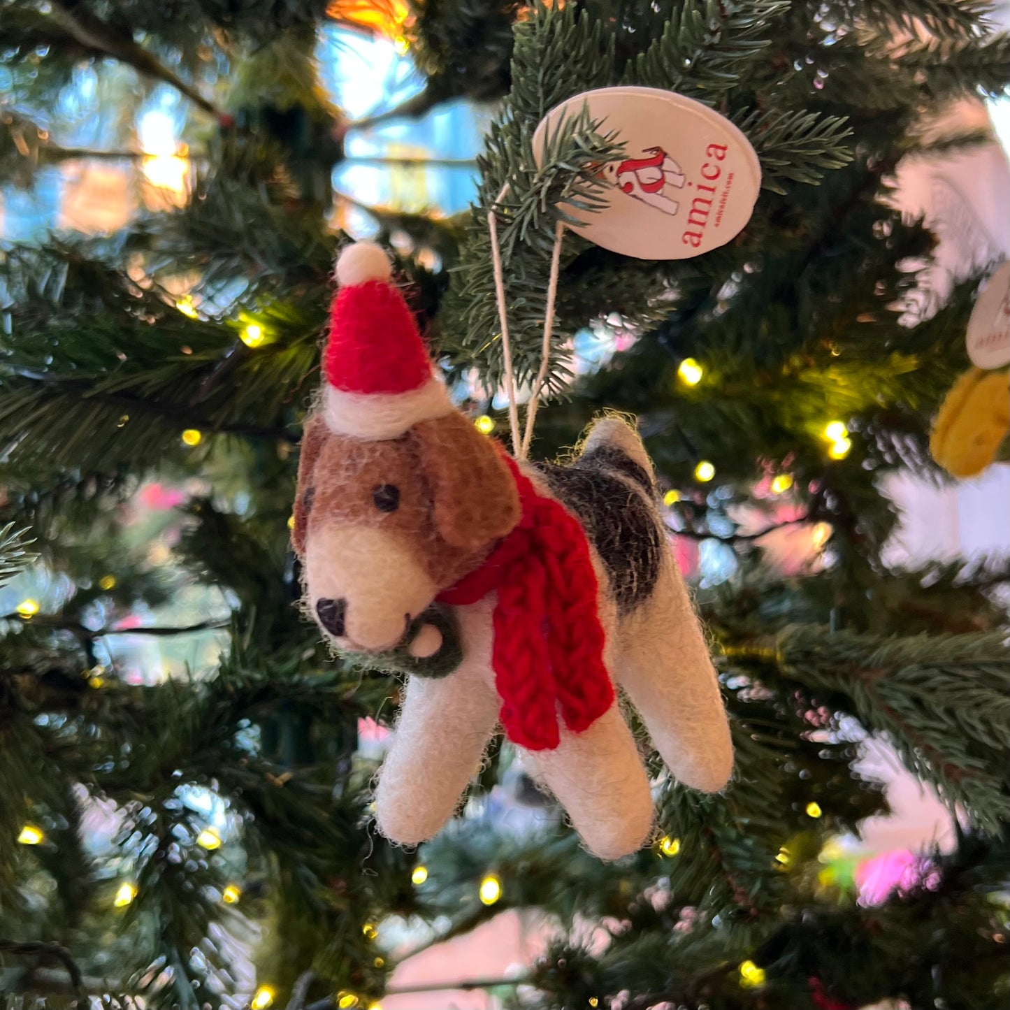 Fox Terrier with Mistletoe by Amica Felt