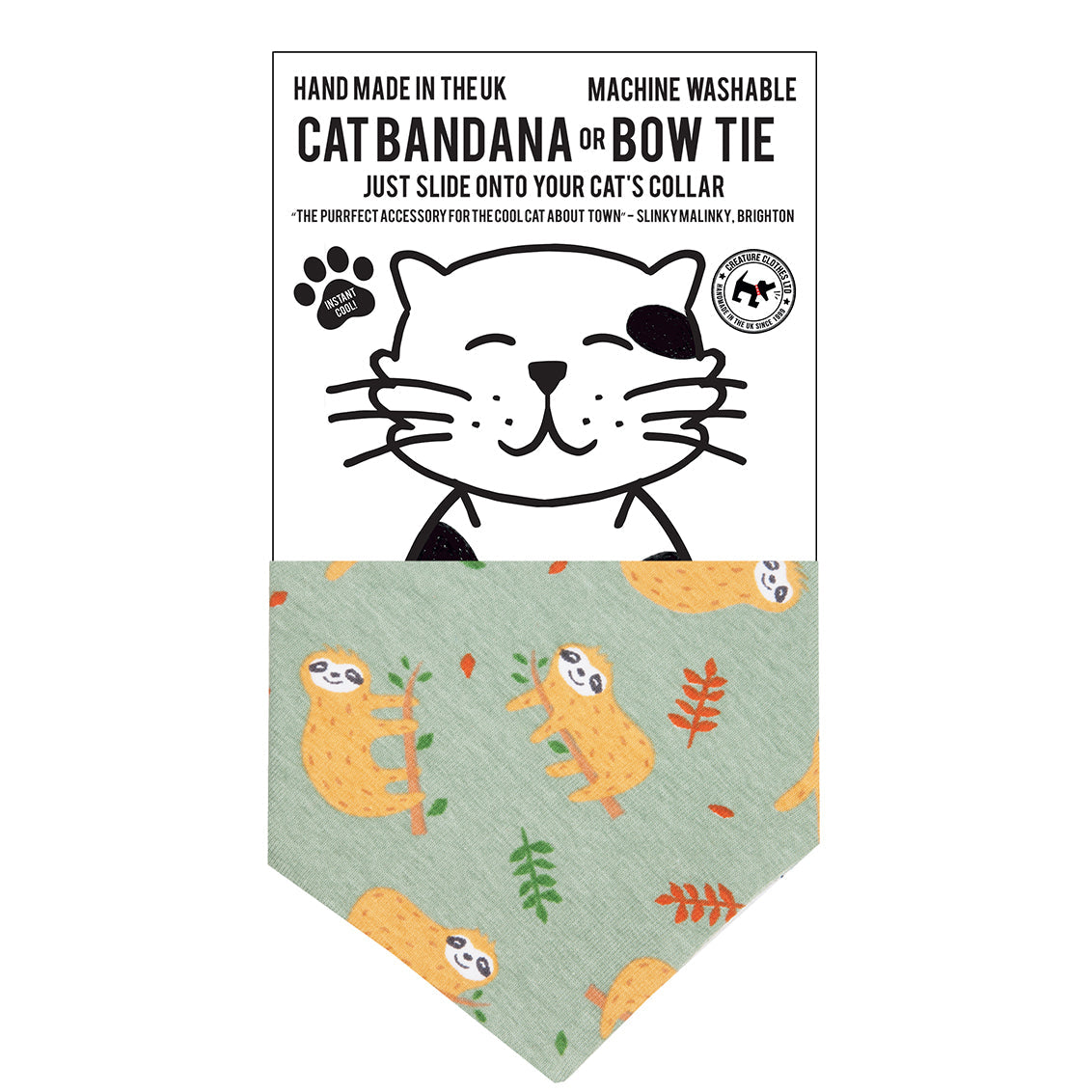 Slip on Dog & Cat Bandana in Sloth Design