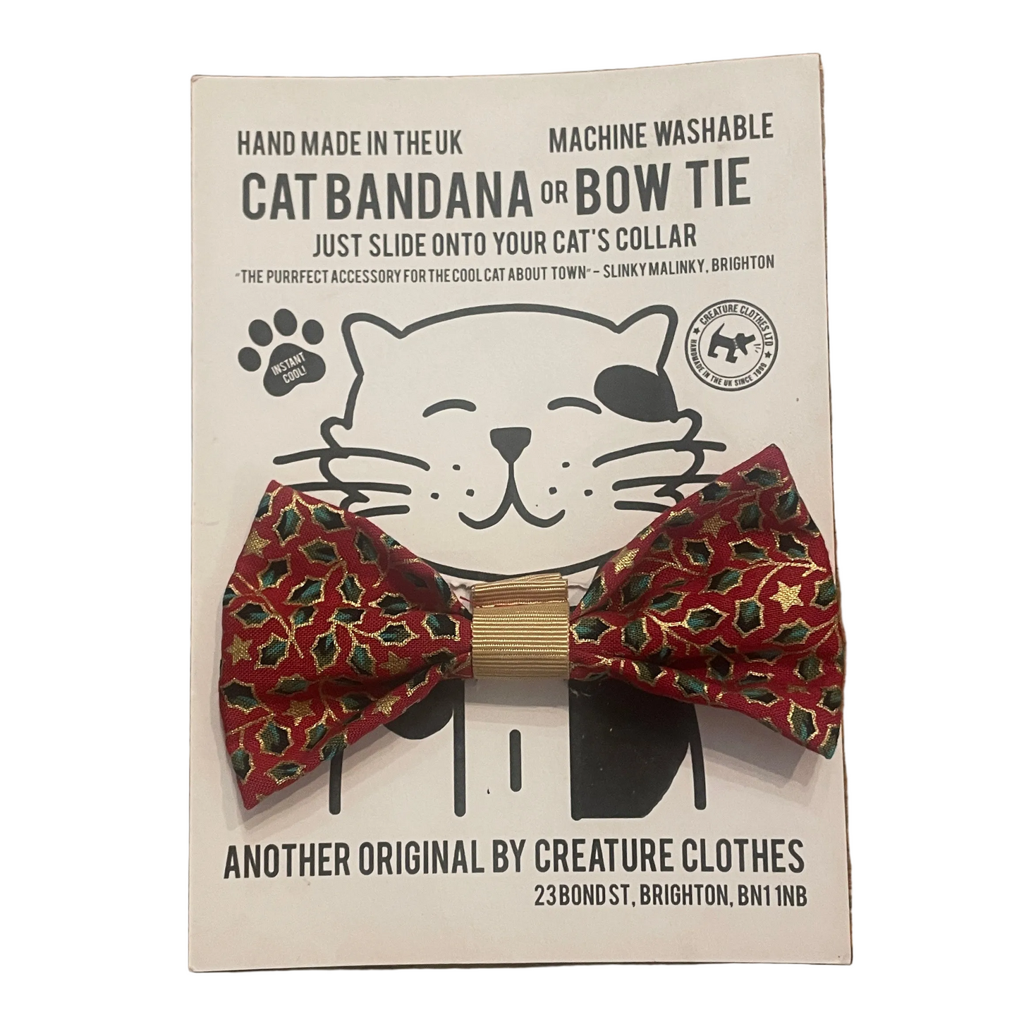 Cat Bow Tie in Golden Holly