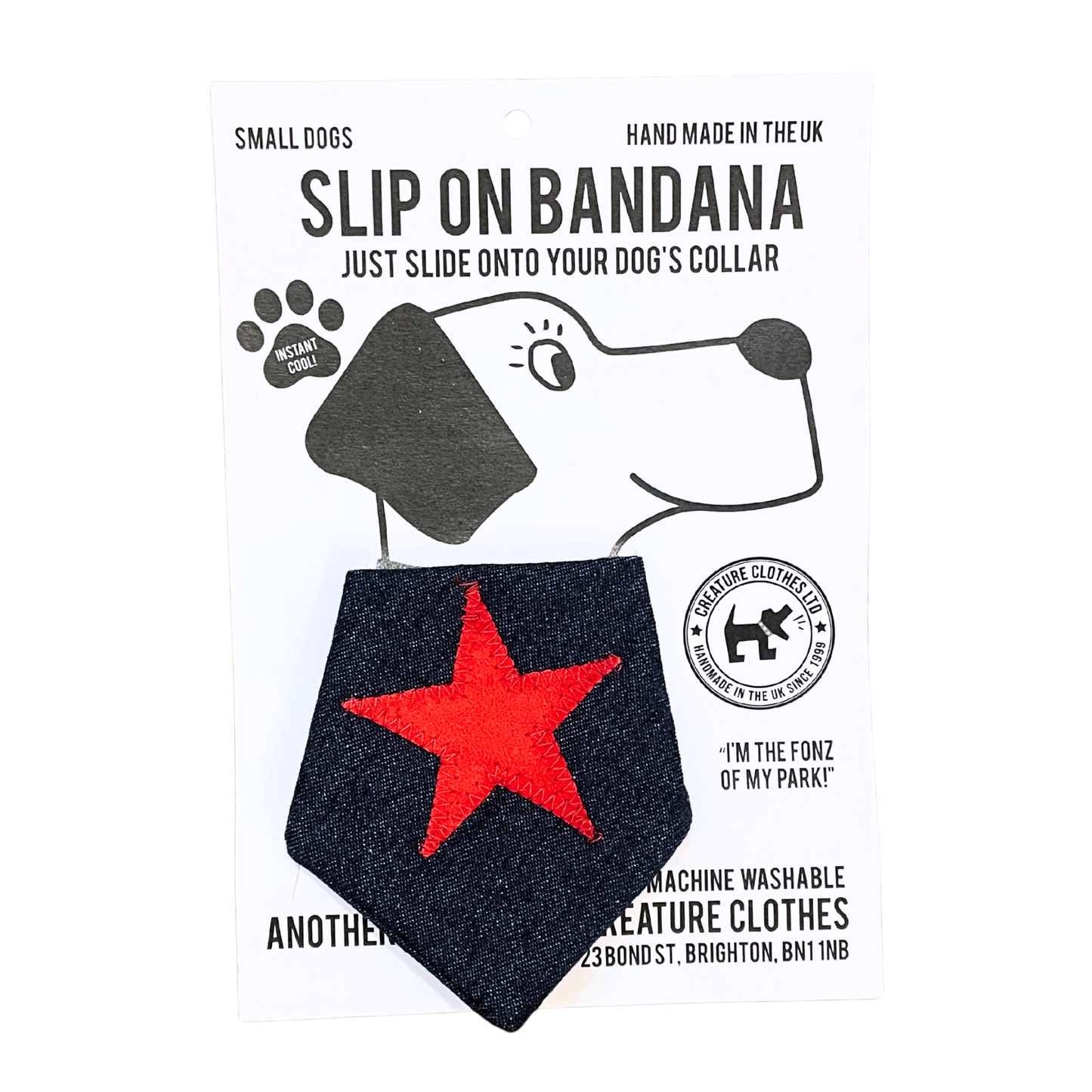 Slip on Dog Bandana - Red Star on Denim Design