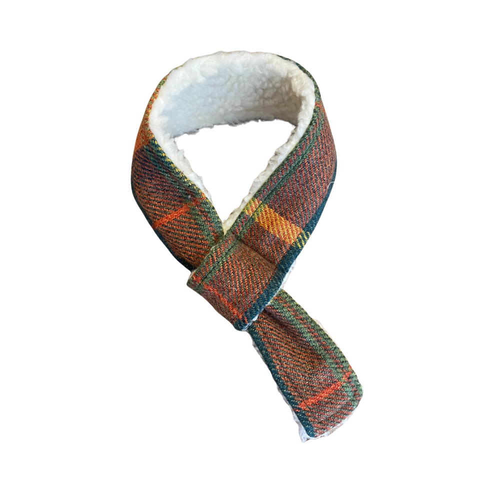 Dog Scarf - Easter Checkered Tartan & Sherpa