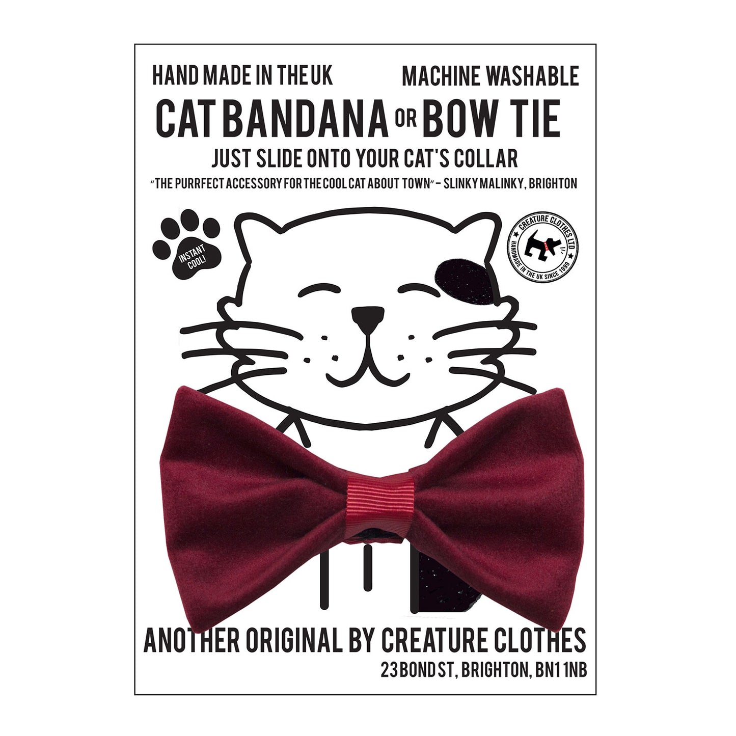 Cat Bow Tie in Cranberry Red Velvet