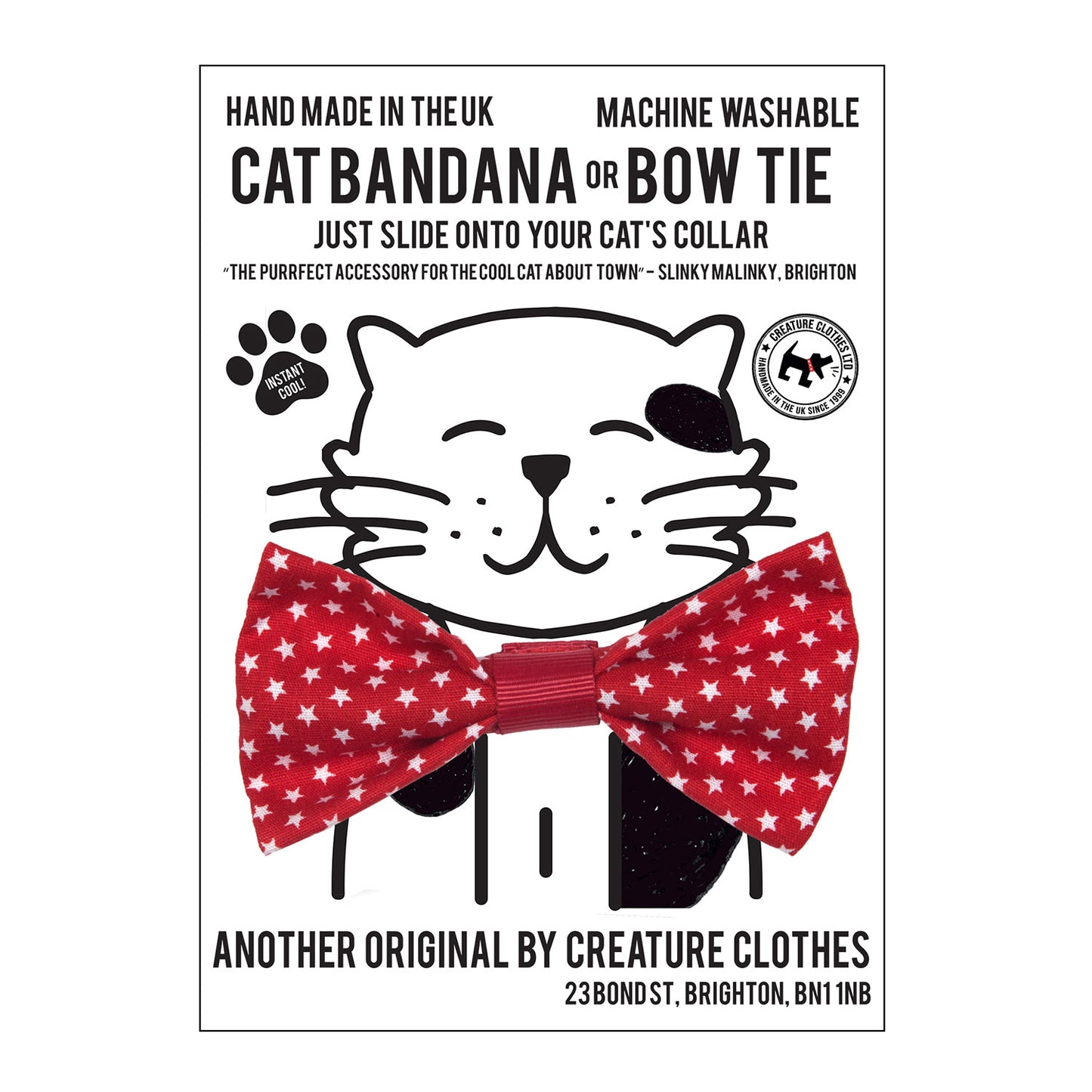 Cat Bow Tie in Red Star Print