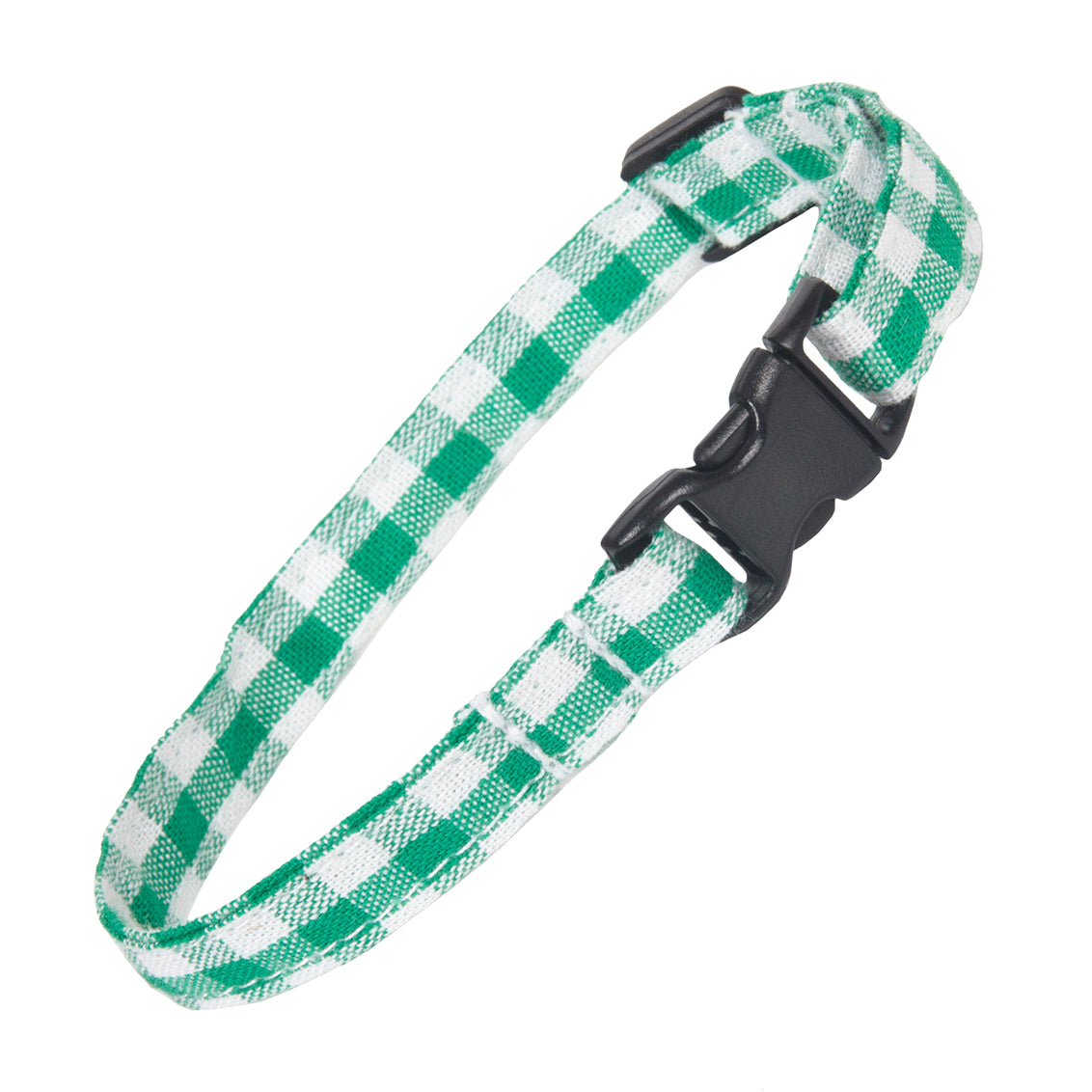 Cat Collar in Green Gingham, Creature Clothes, safety cat collar