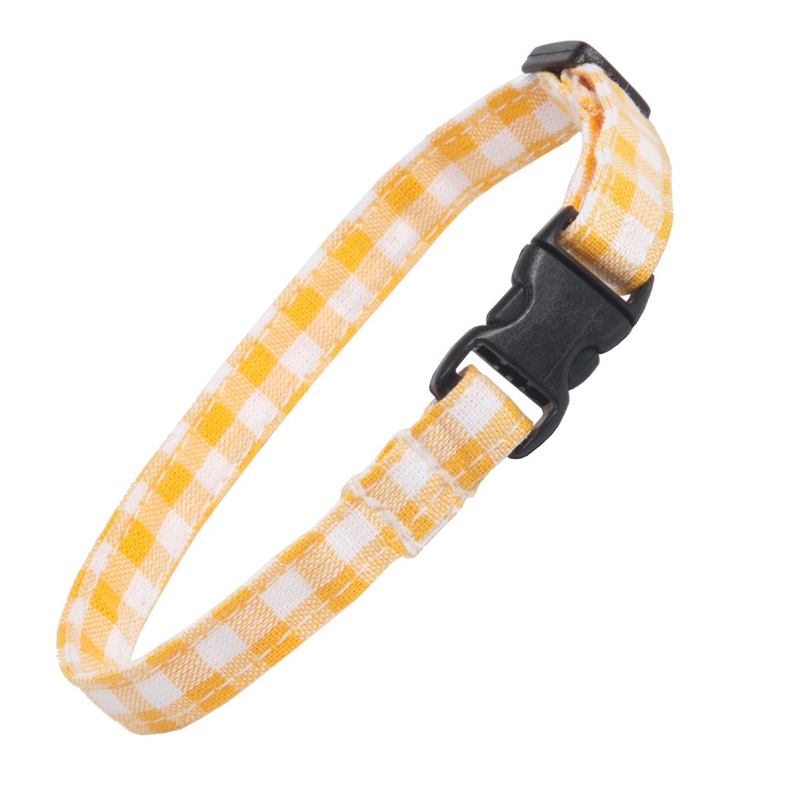 Cat Collar in Yellow Gingham, Creature Clothes, safety cat collar