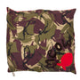 Cat Bed in a Camouflage Meow Letters and Red Fish Design on the Corner