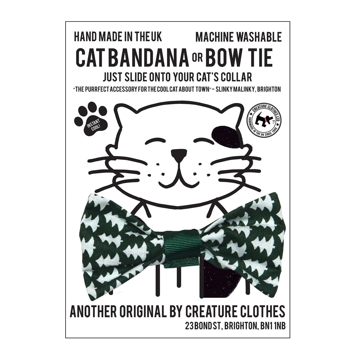 Dog & Cat Bow Tie - Green Geometric Christmas Tree design