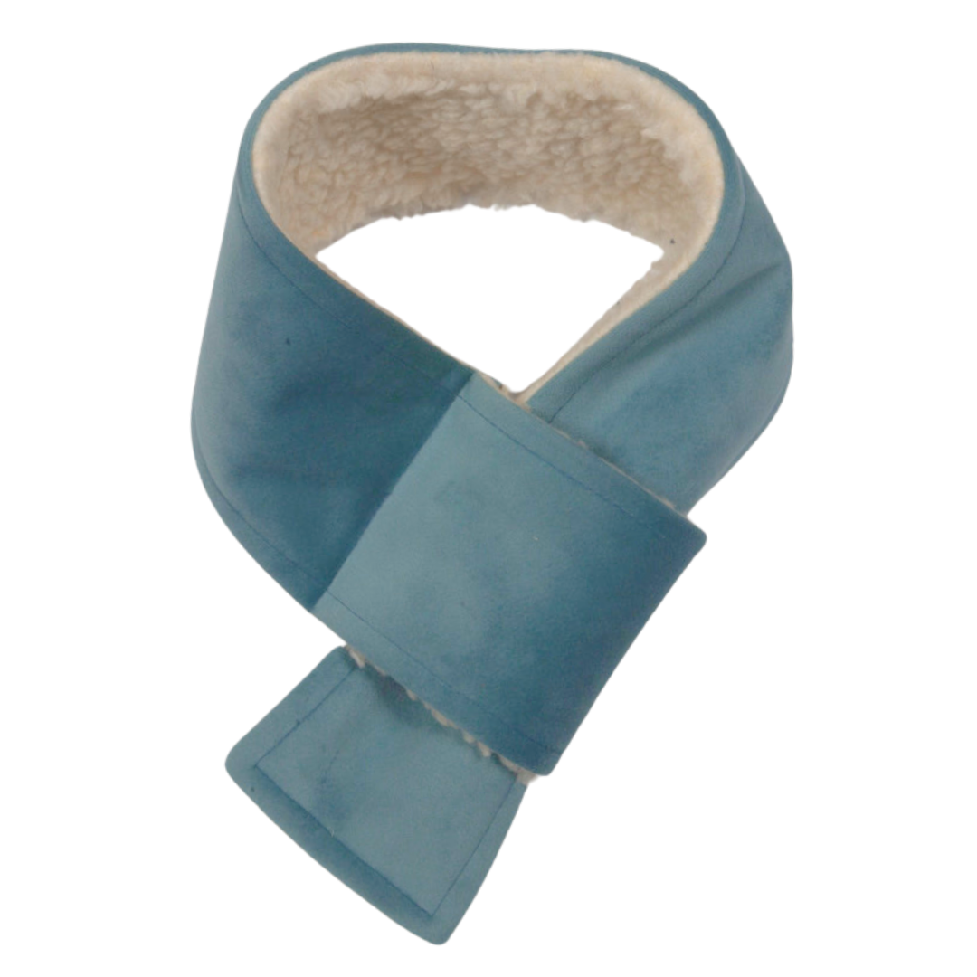 dog scarves, duck egg blue dog scarf, scarves for dogs, Sherpa fleece dog scarf, velvet dog scarf, Creature Clothes fleece dog scarf