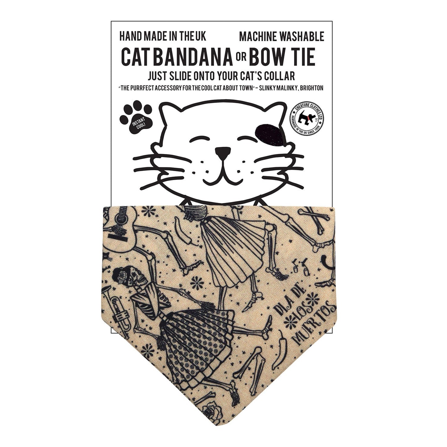 Slip on Dog & Cat Bandana - Day of the Dead Design