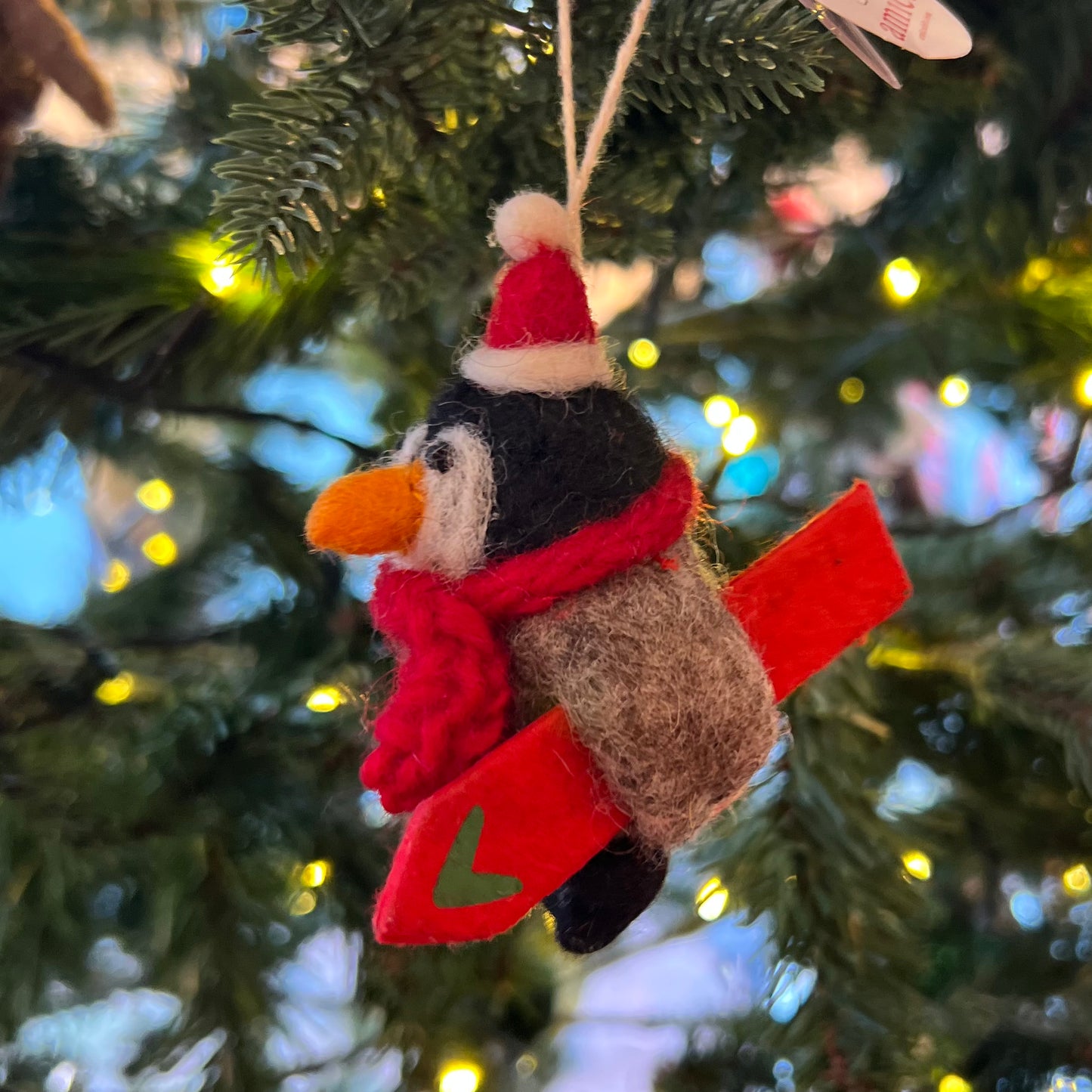 Skiing Penguin Christmas Decoration by Amica Felt