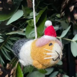 Guinea Pig with Hat Christmas Decoration by Amica Felt