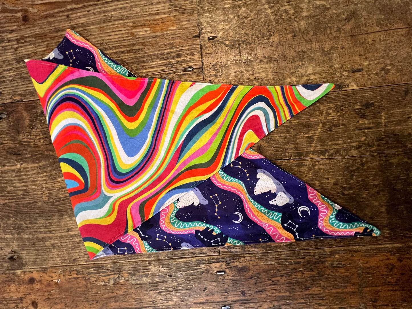 Tie on Dog Bandana - Purple Polar Bear / Northern Lights
