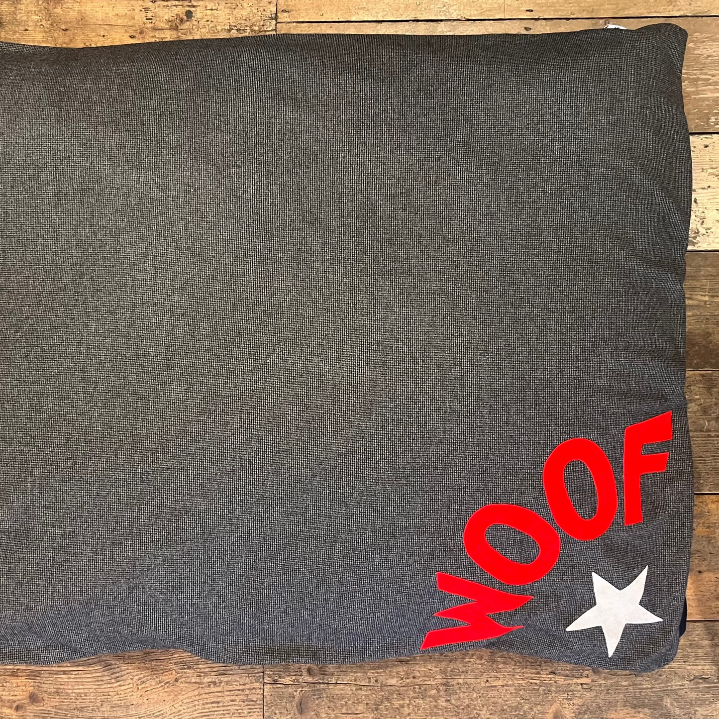 Sale - End of line - Red Woof Dog Bed on Jack Tweed