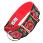 Martingale dog collar in black and pink rose design