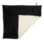 Padded travel blanket for dogs and cats. Black velvet and sherpa