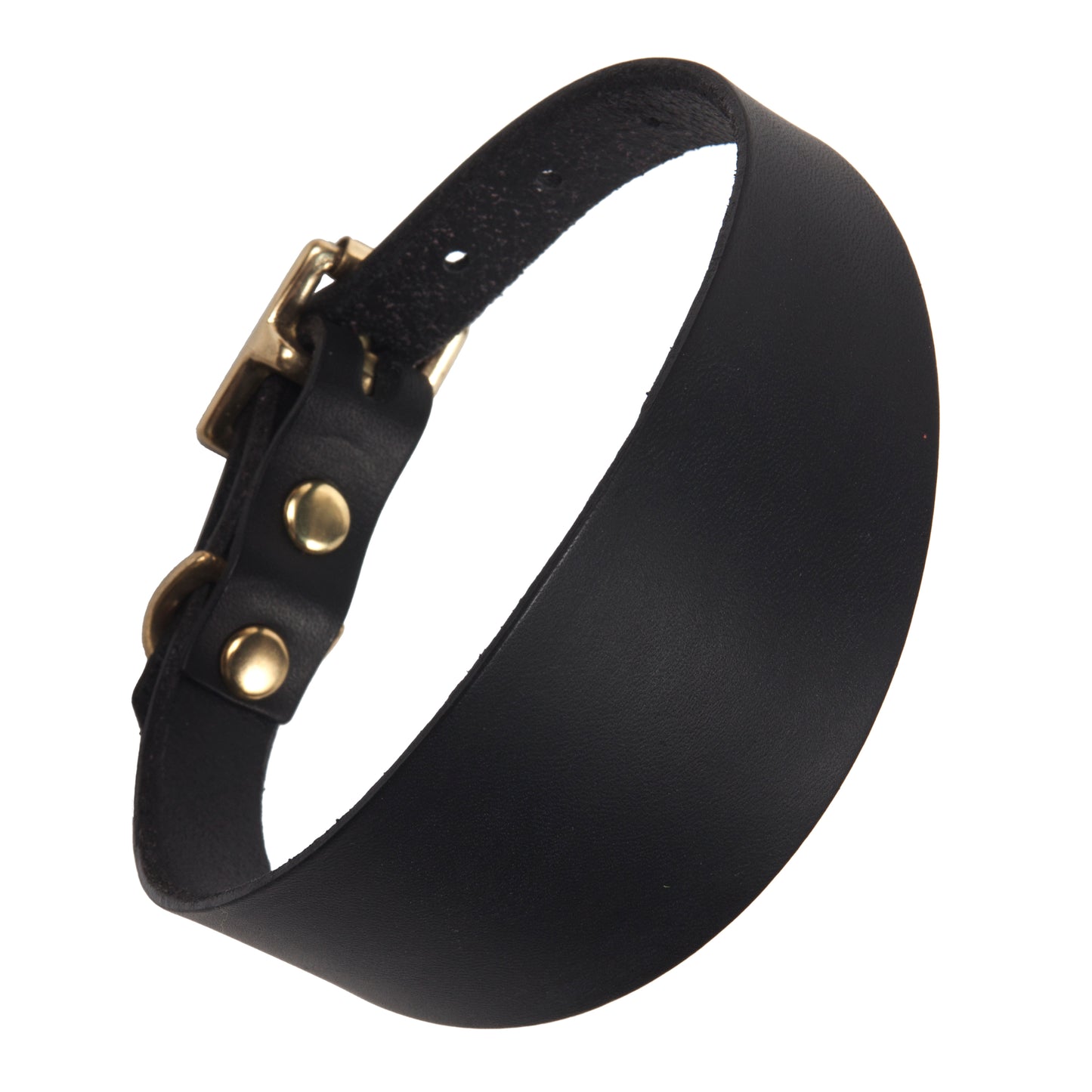 Sighthound dog collar in black leather, Creature Clothes