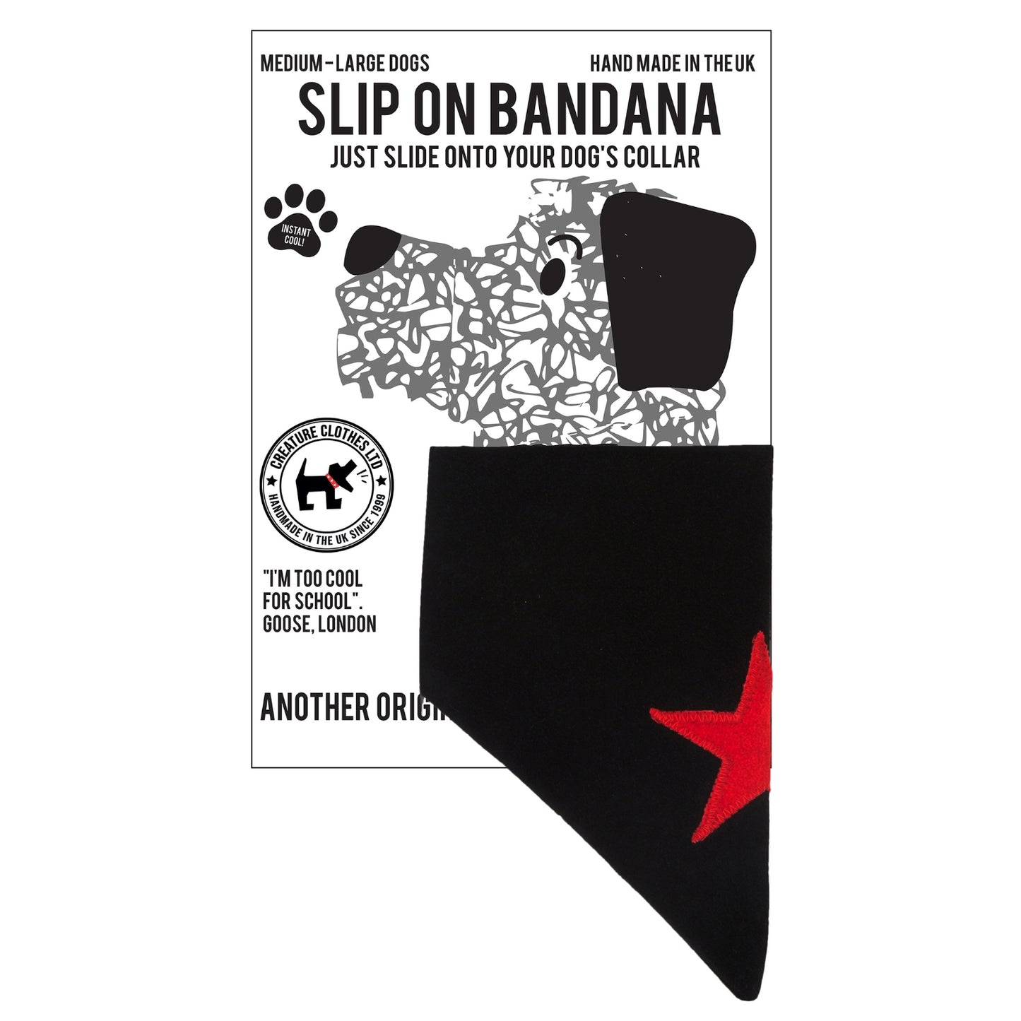 dog bandana, bandanas for dogs, denim with red star design, dog bandana, slip on collar dog bandana, bandanas for dog collars, Creature Clothes