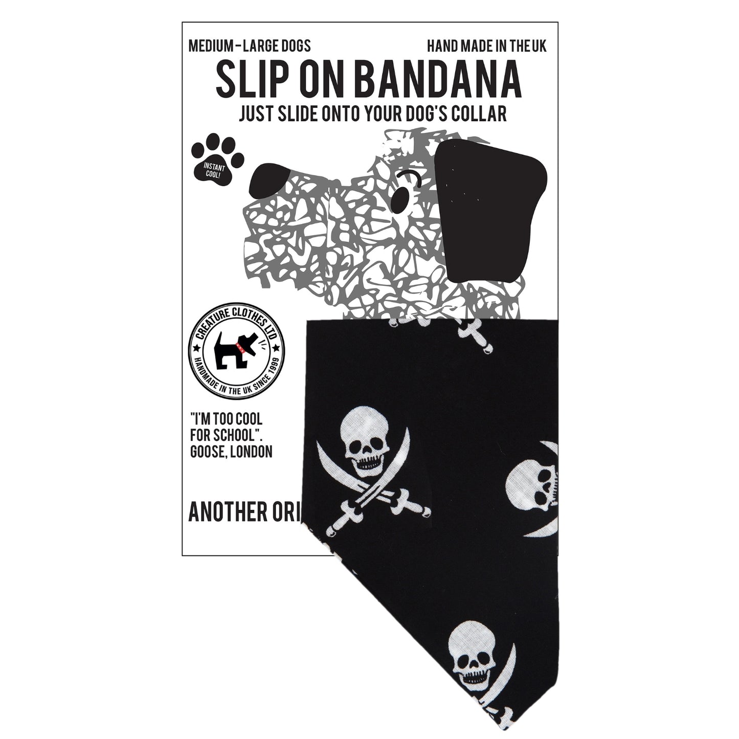 dog bandana, bandanas for dogs, pirate design dog bandana, dog bandana, slip on collar dog bandana, bandanas for dog collars, Creature Clothes