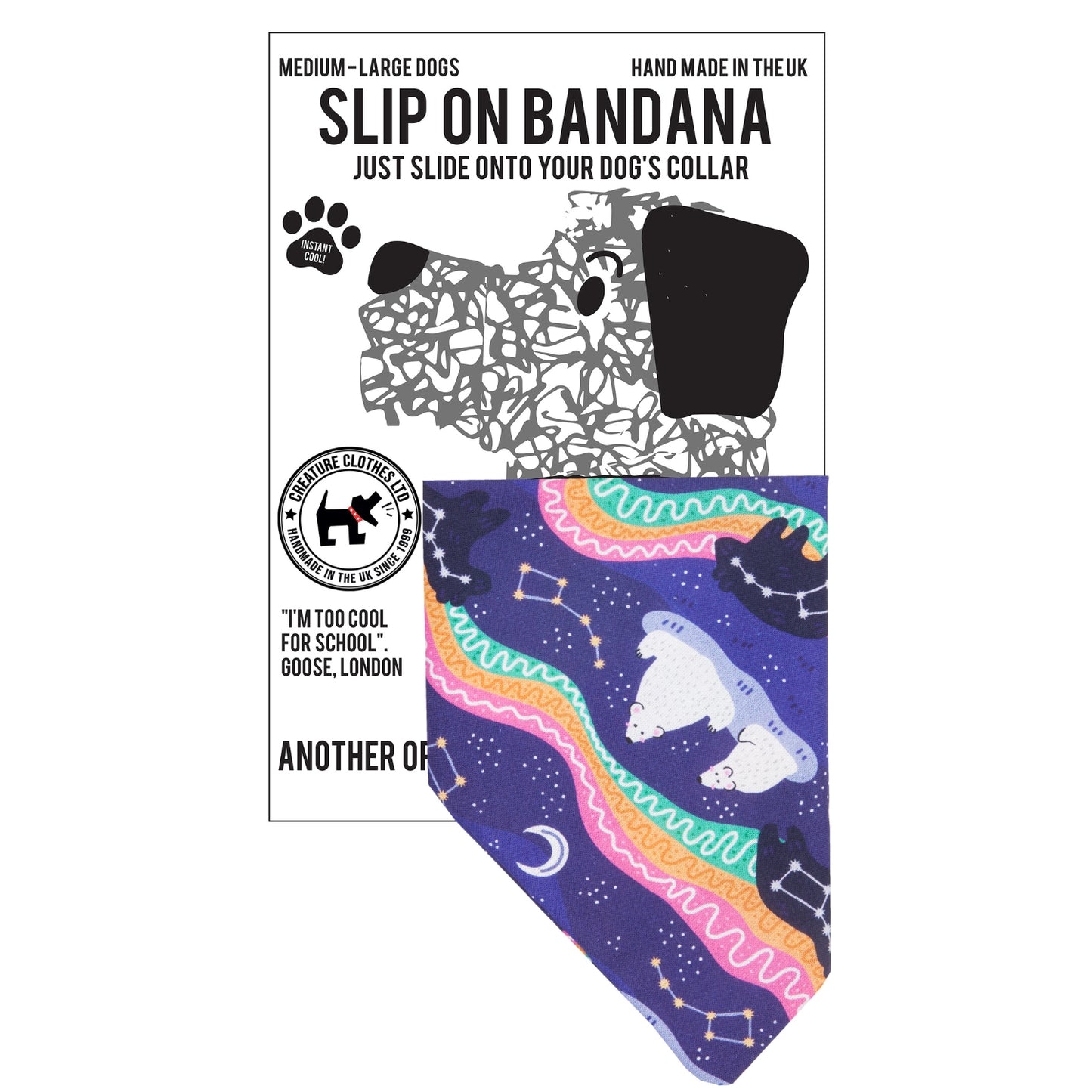dog bandana, bandanas for dogs, polar bear design, dog bandana, slip on collar dog bandana, bandanas for dog collars, Creature Clothes