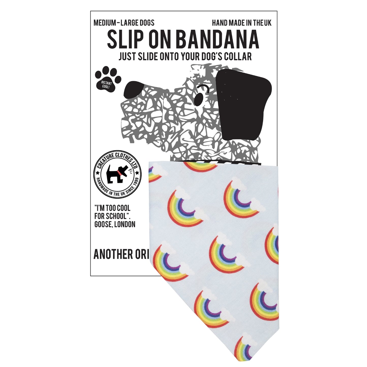 dog bandana, bandanas for dogs,rainbow sky design, dog bandana, slip on collar dog bandana, bandanas for dog collars, Creature Clothes, rainbow bandana