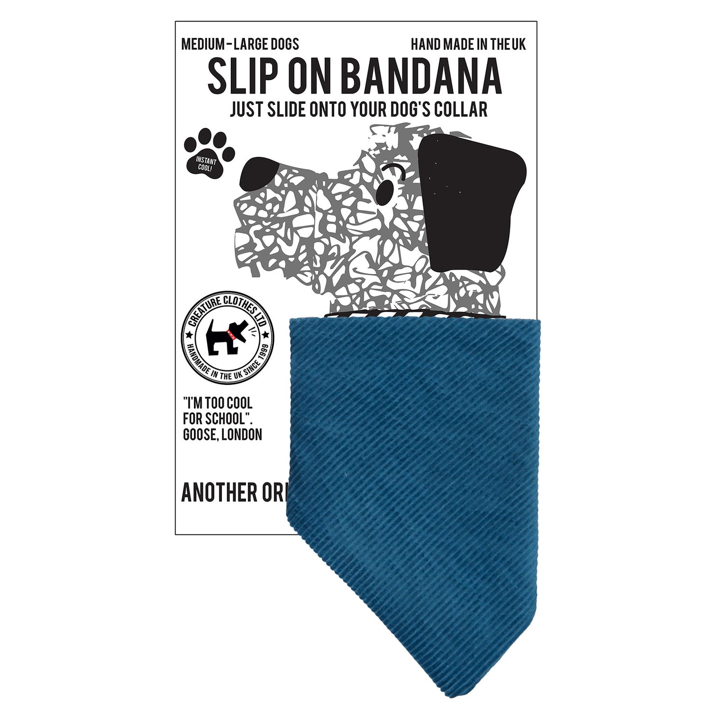 dog bandana, bandanas for dogs, blue corduroy design, dog bandana, slip on collar dog bandana, bandanas for dog collars, Creature Clothes