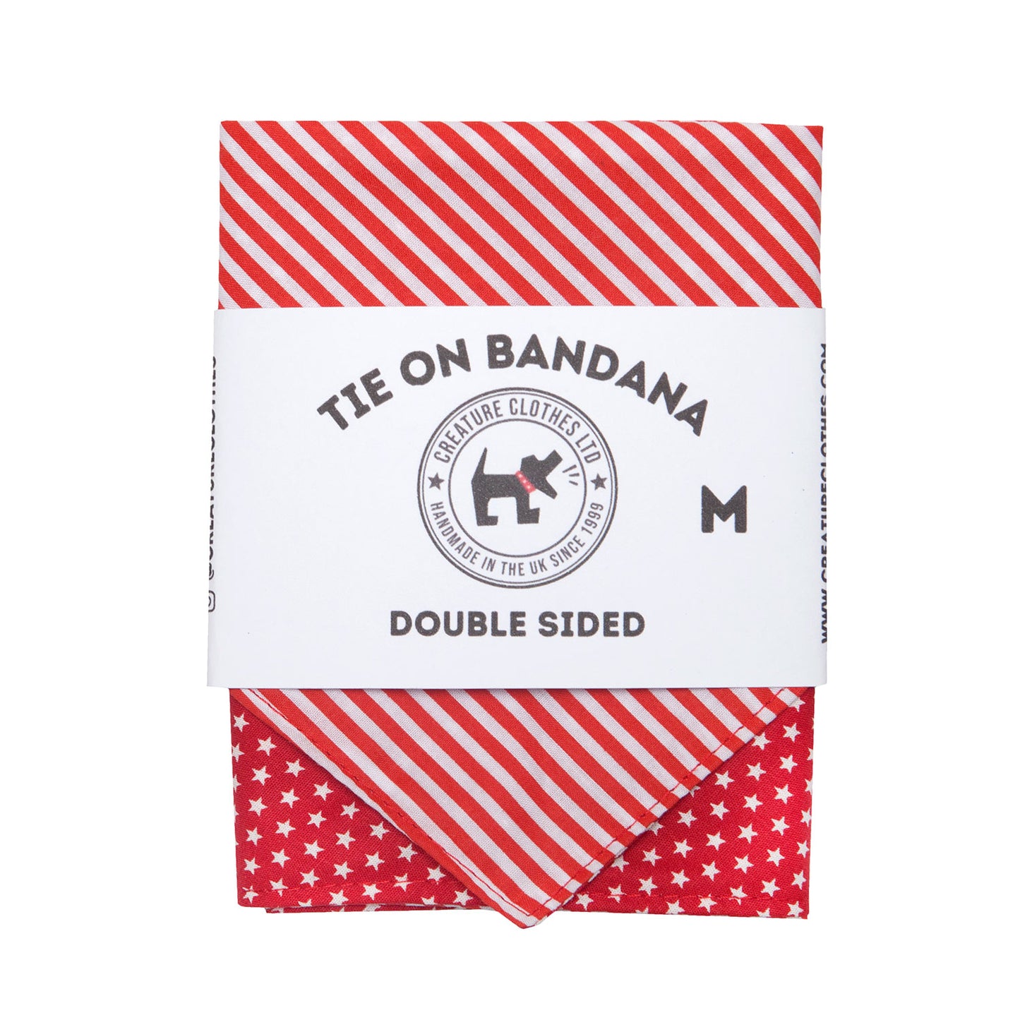 Tie on Dog Bandana - Christmas Candy Stripe and Stars, Creature Clothes