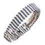 Vegan fabric dog collar in blue and white stripes