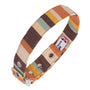 Vegan fabric dog collar in brown deckchair stripes