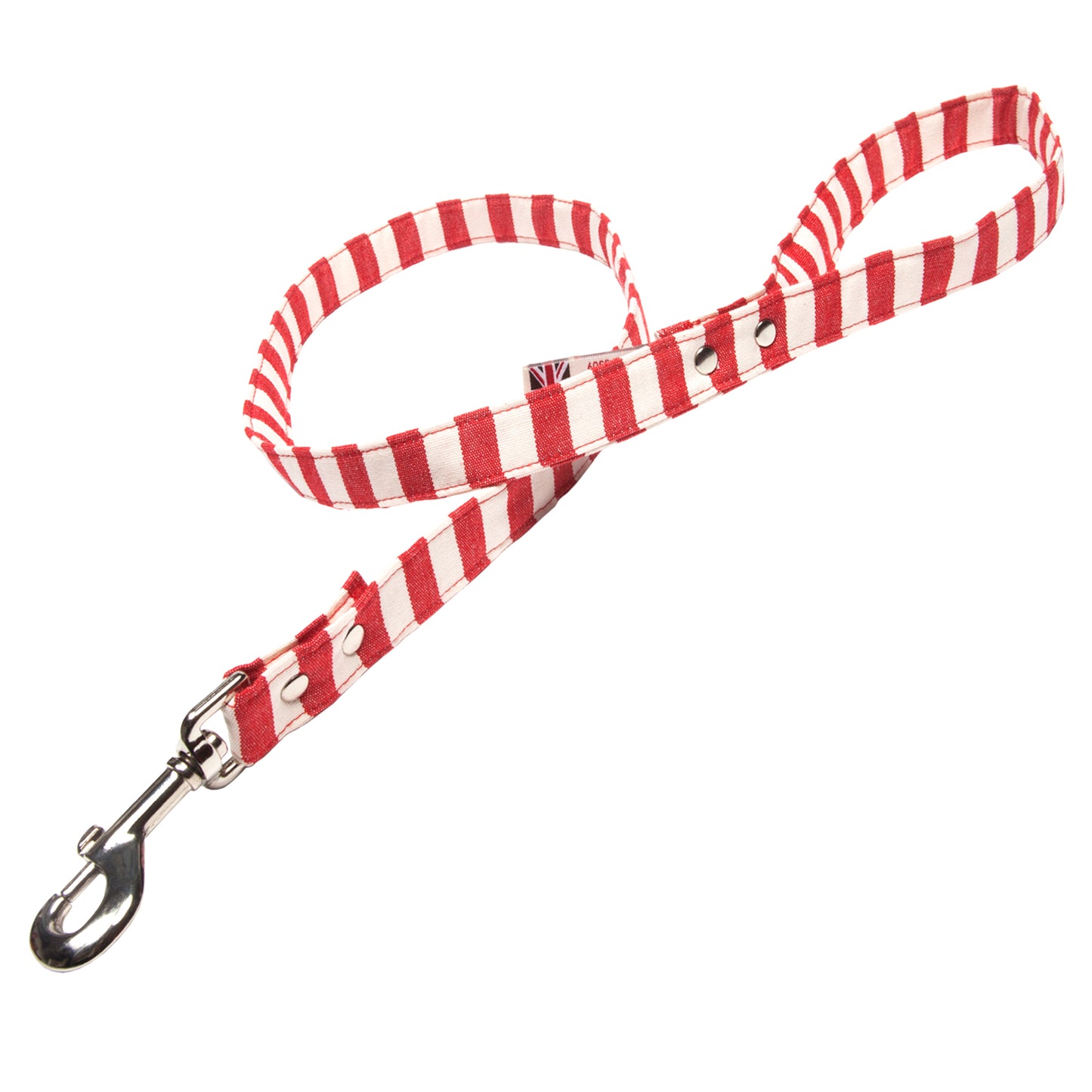 Vegan fabric dog lead in red and white stripes, Creature Clothes