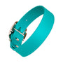 Waterproof vegan leather dog collar in teal blue Biothane