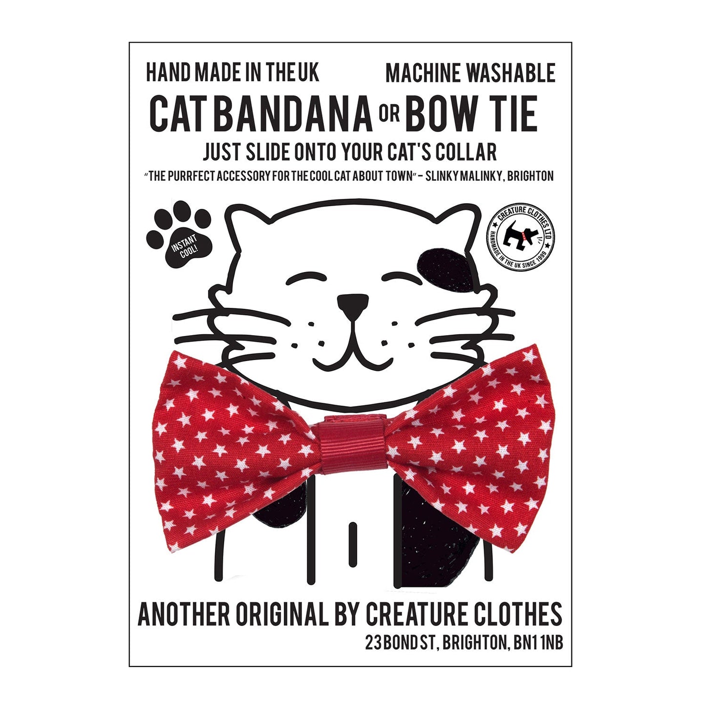 Dog & Cat Bow Tie - Red and White Stars Design