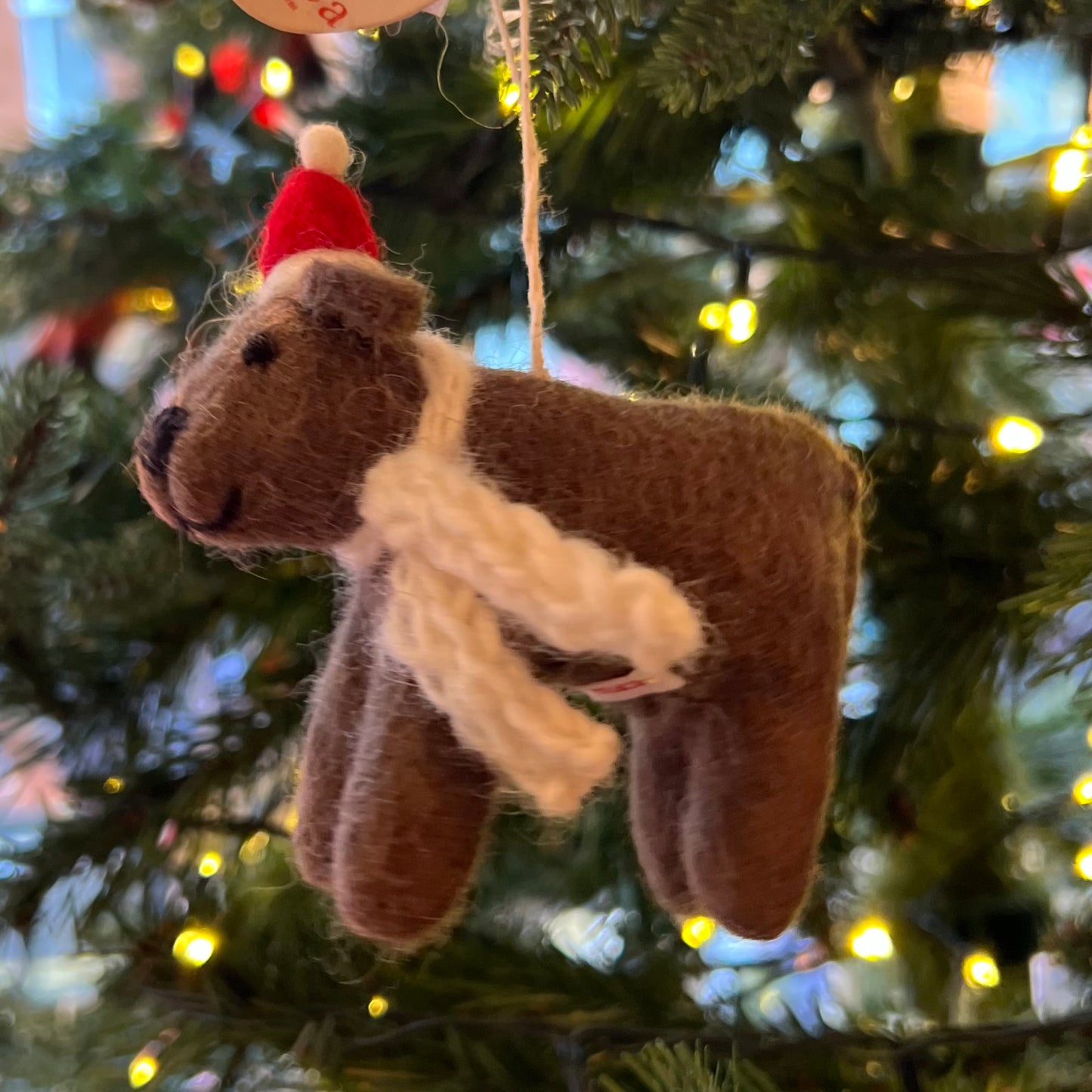 Chocolate Labrador with Hat & Scarf by Amica Felt