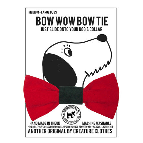 Dog Bow Tie in Christmas Red & Green Faux Suede