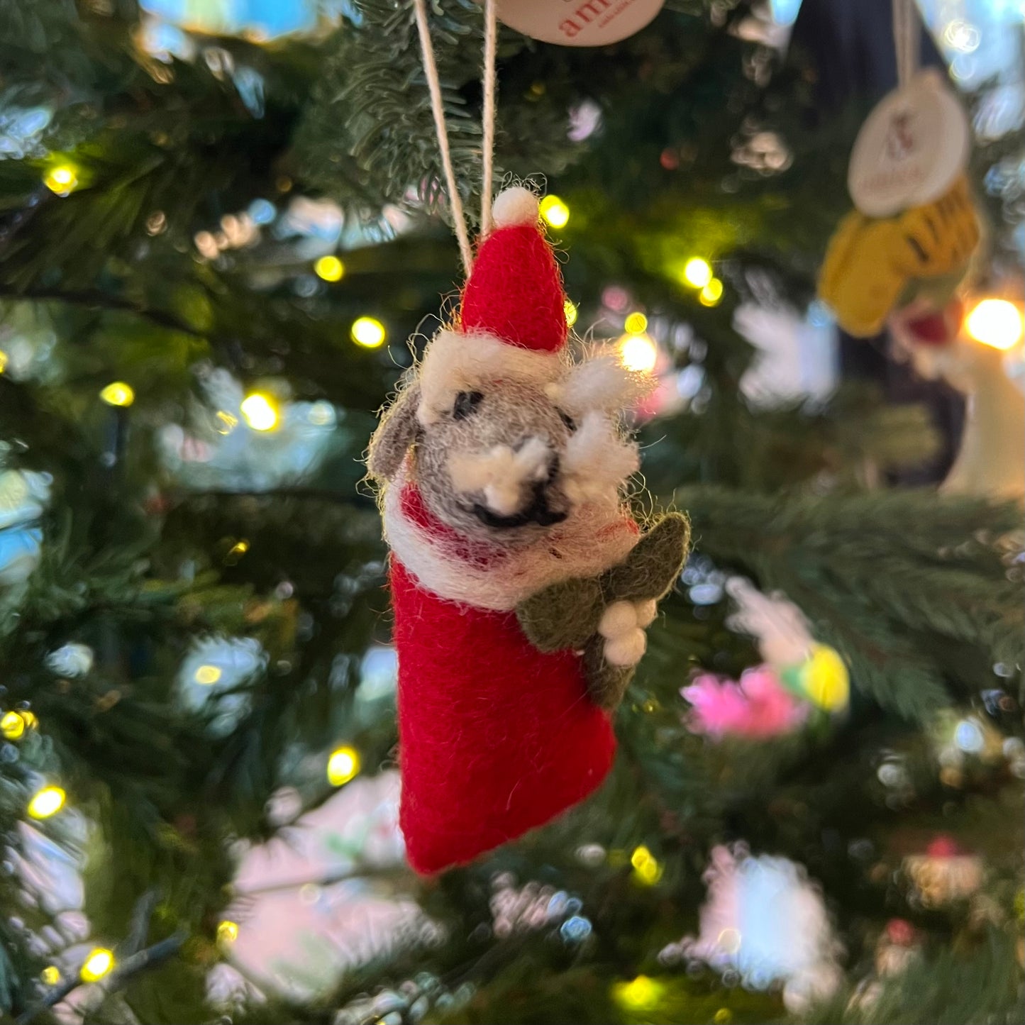 Swaddling Puppies with Mistletoe & Holly. Christmas Decoration by Amica Felt