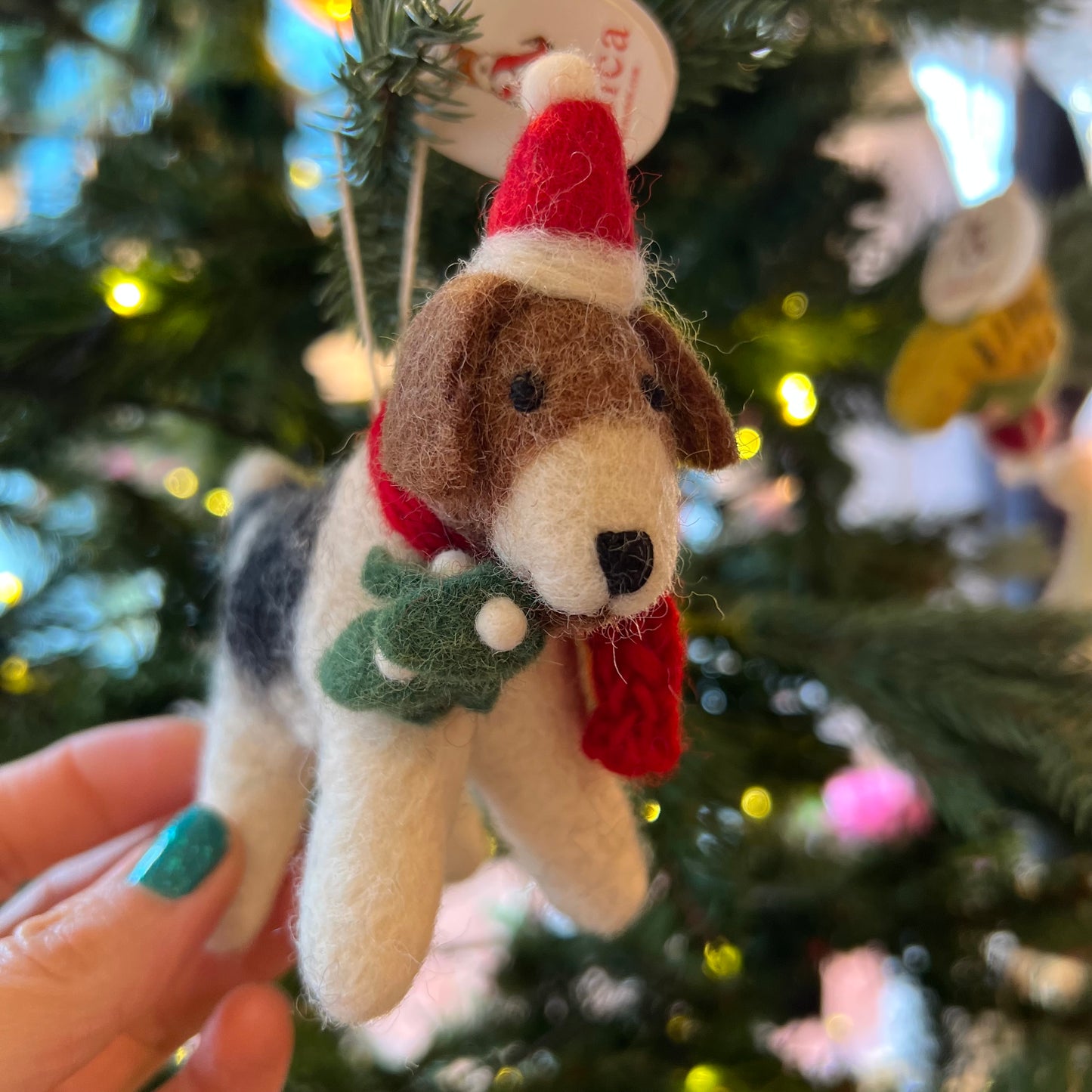 Fox Terrier with Mistletoe by Amica Felt