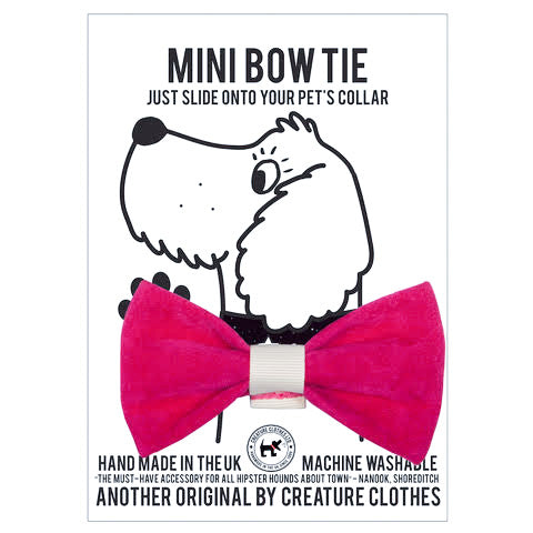 Dog Bow Tie in Pink Faux Suede