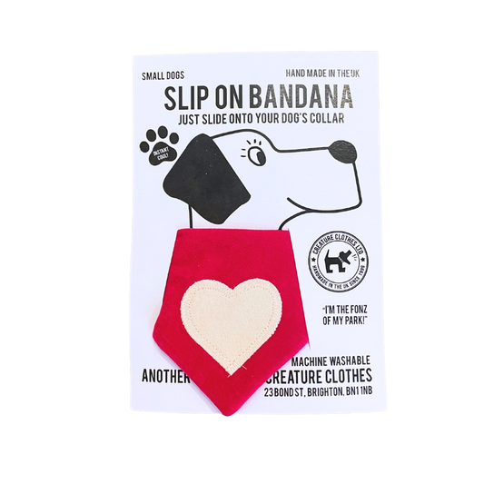 Slip-on Bandana in Pink Faux-Suede with Cream Heart
