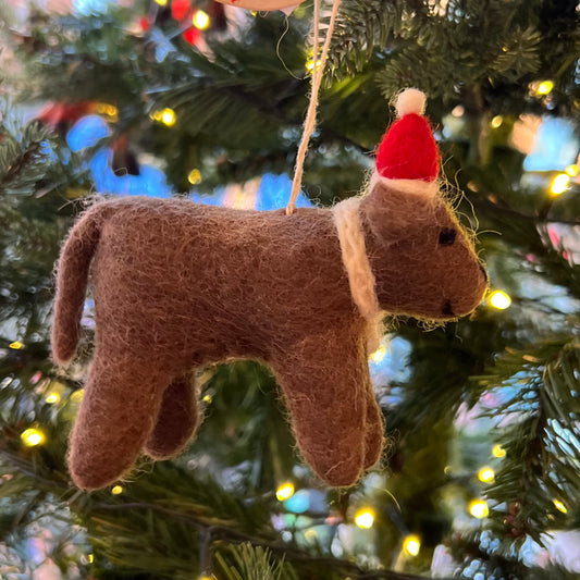 Chocolate Labrador with Hat & Scarf by Amica Felt