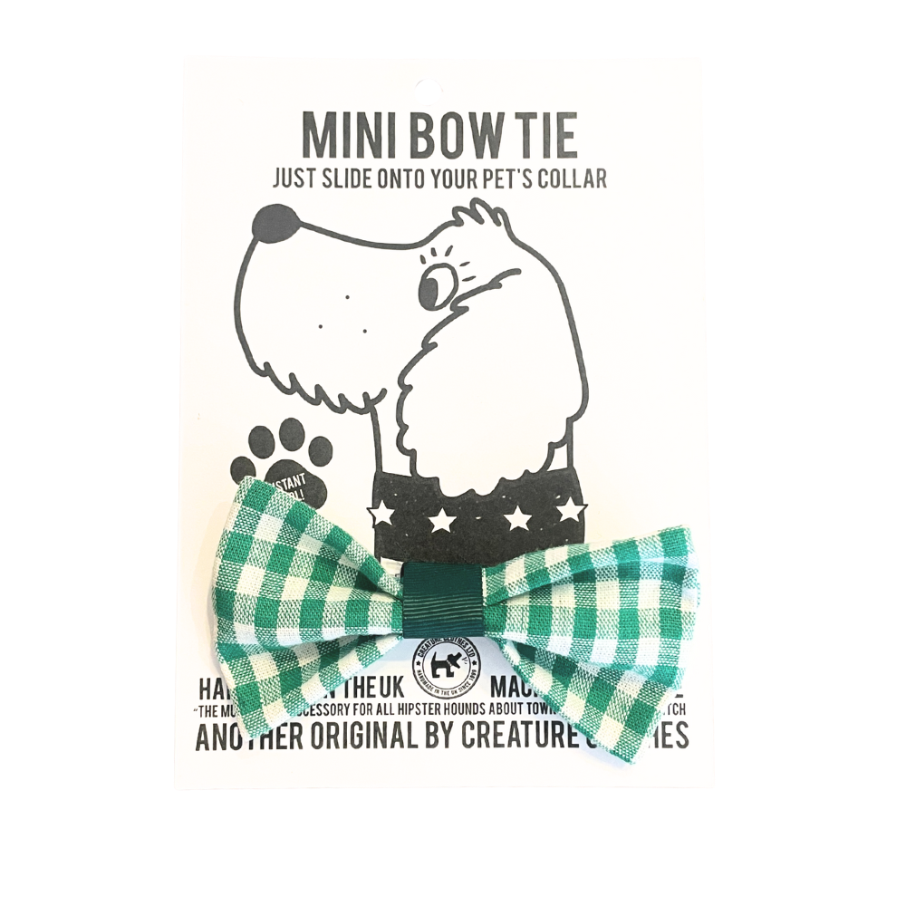 Dog Bow Tie in Green Gingham Design