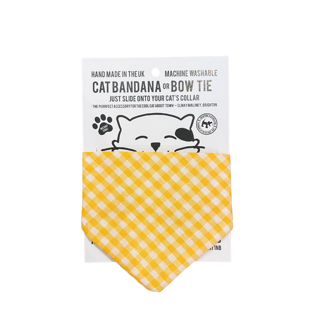 Slip on Dog & Cat Bandana in Gingham Yellow Design
