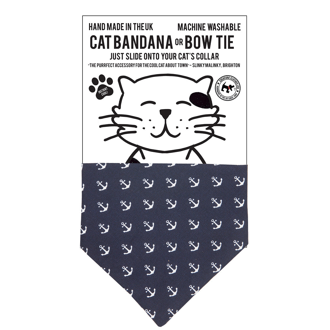 Slip on Dog & Cat Bandana - Navy Blue Anchor Design