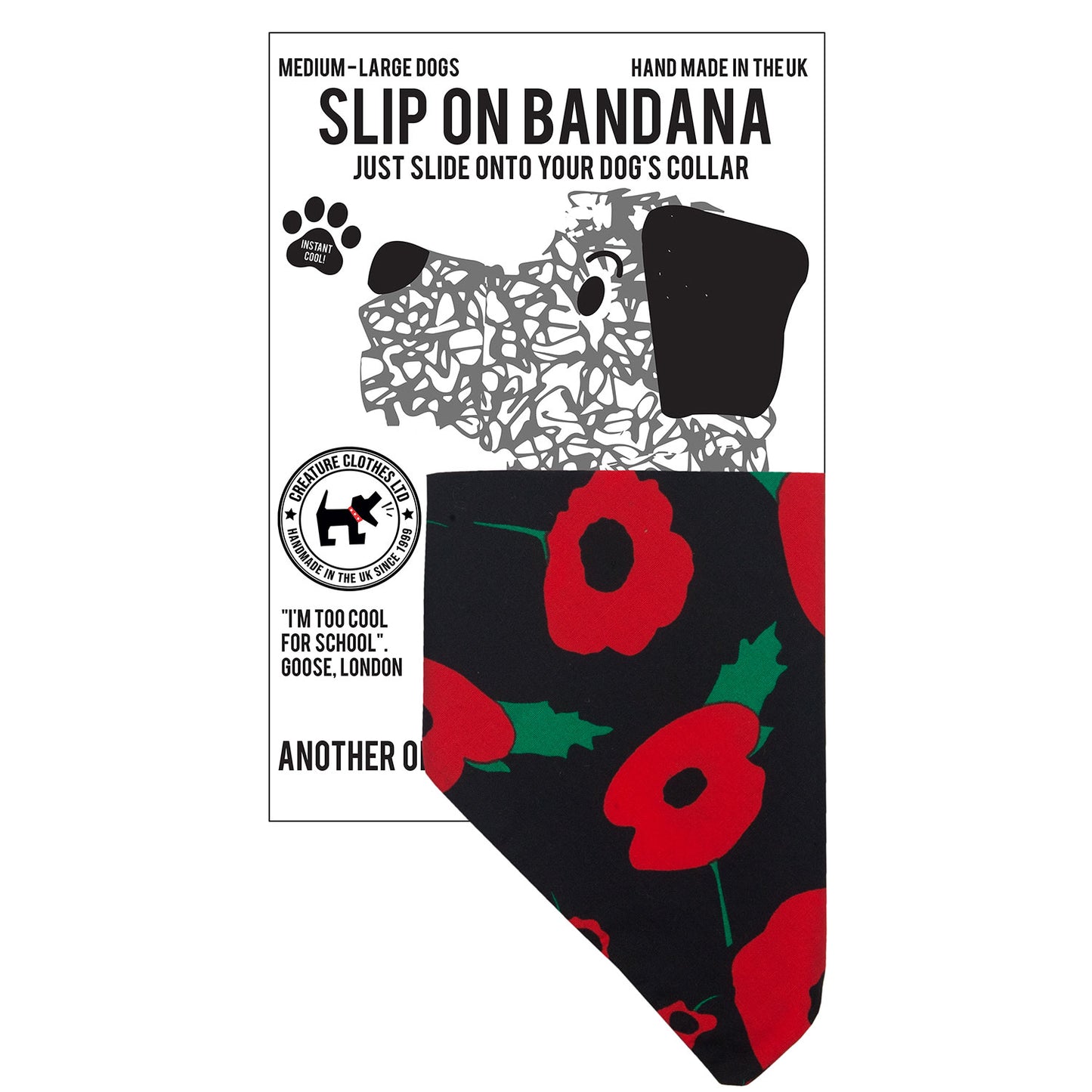 SALE - Slip on Dog & Cat Bandana - Poppy Print
